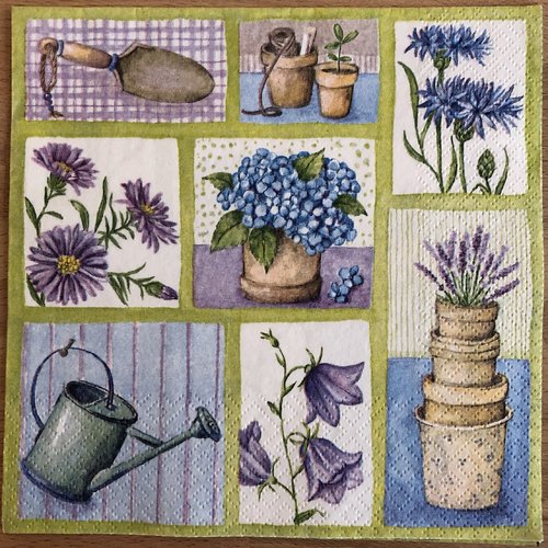 Serviette en papier "jardin en bleu et violet"