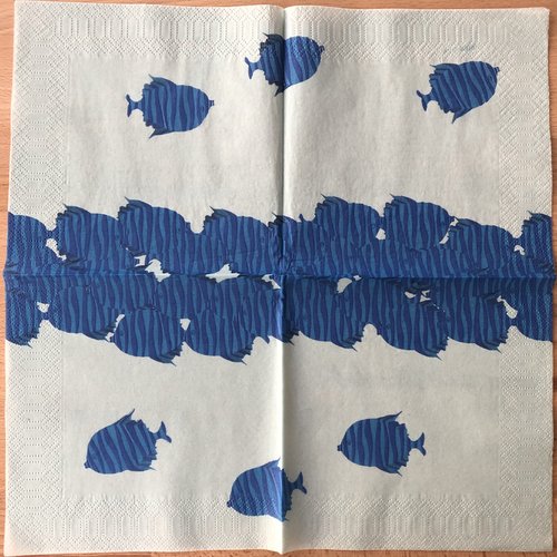 Serviette en papier "poissons bleus"