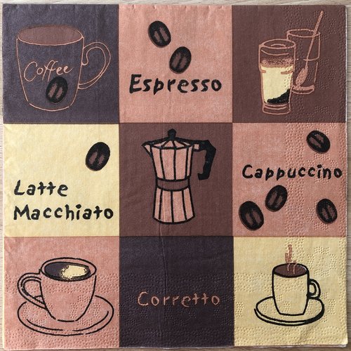 Serviette en papier "espresso-latte macchiato-cappuccino-corretto"