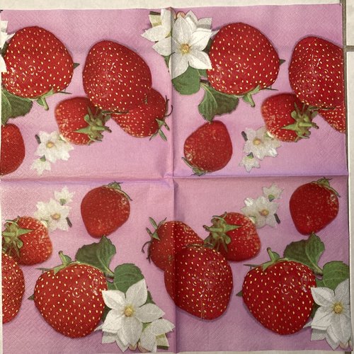 Serviette en papier "fraises"