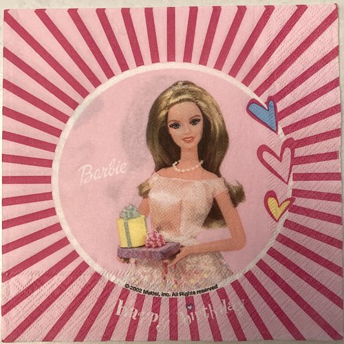 Serviette en papier "barbie - happy birthday"