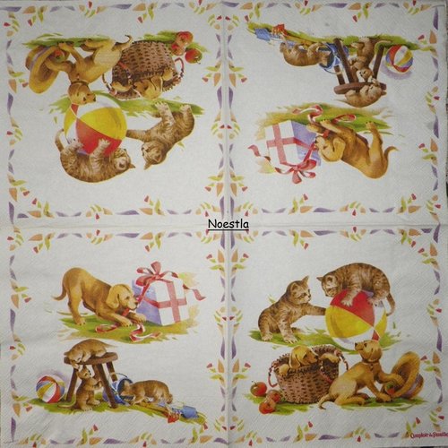 2 serviettes papier - chats -16