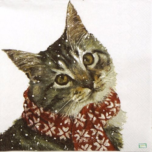 2 serviettes papier - chats -68