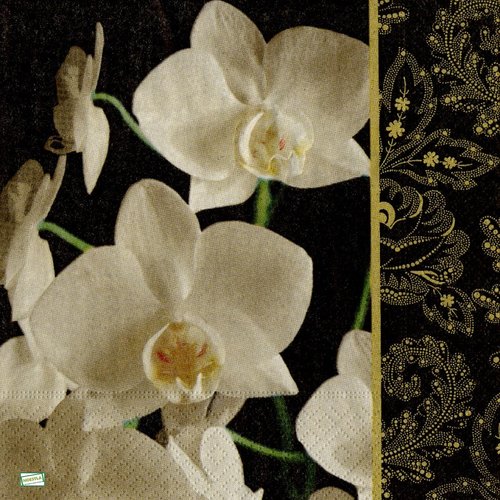 2 serviettes papier - orchidés lys -11