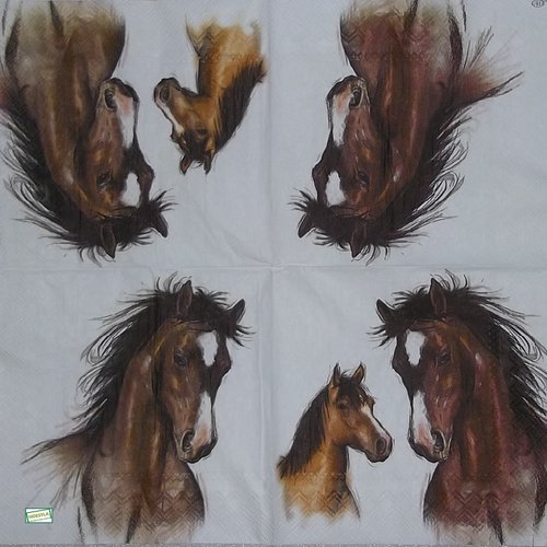2 serviettes papier - les chevaux -25