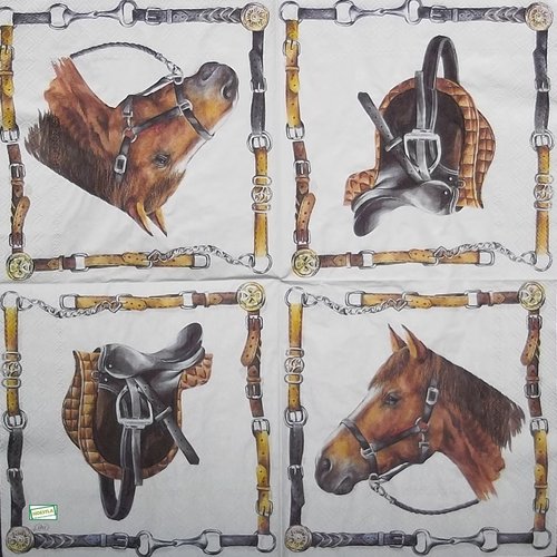 2 serviettes papier - les chevaux -62