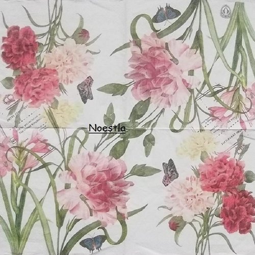2 serviettes papier  mix de fleurs -62