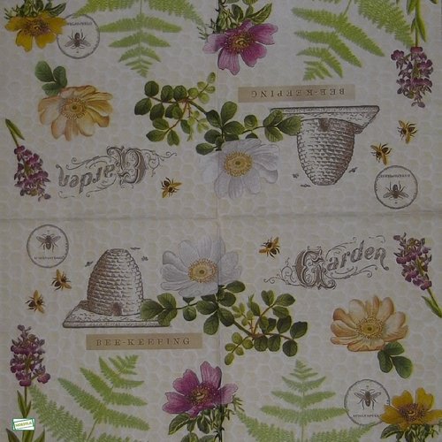 2 serviettes papier  mix de fleurs -95