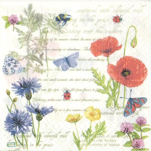 2 serviettes papier  mix de fleurs -121