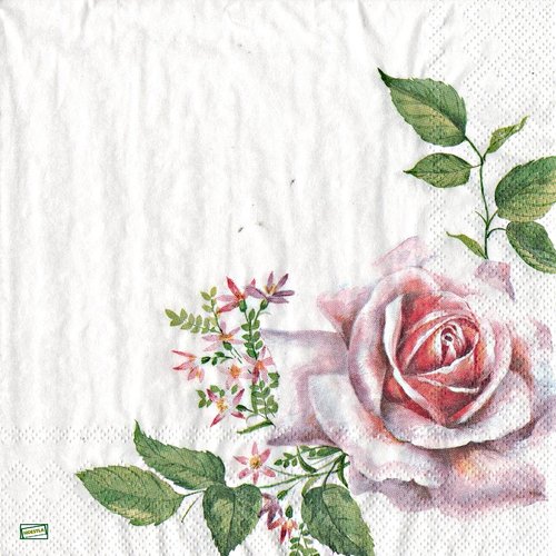2 serviettes papier - roses pivoines -1