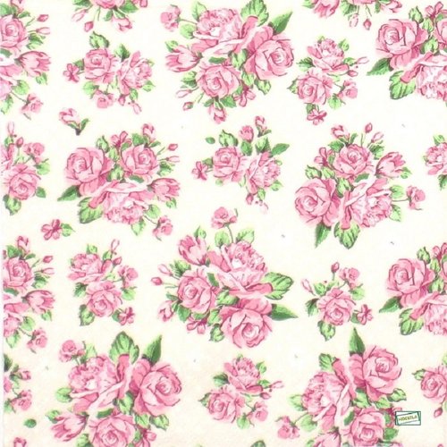 2 serviettes papier - roses pivoines -20