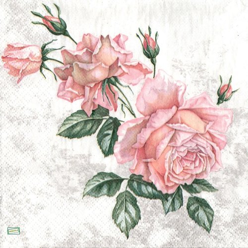 2 serviettes papier - roses pivoines -25