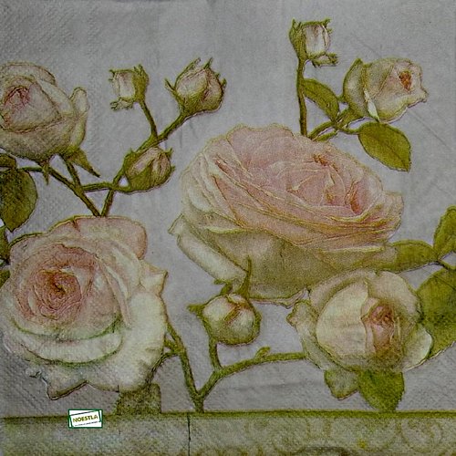 2 serviettes papier - roses pivoines -29