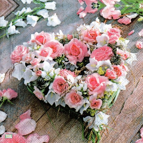 2 serviettes papier - roses pivoines -44