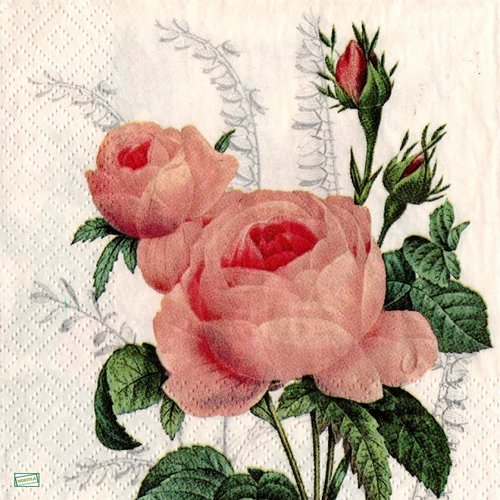2 serviettes papier - roses pivoines -56