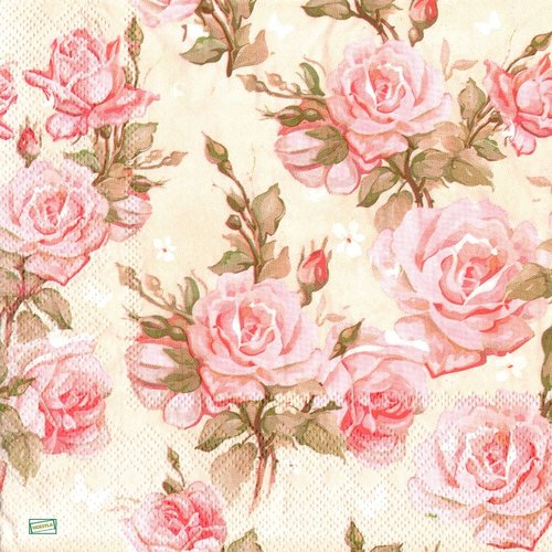 2 serviettes papier - roses pivoines -78