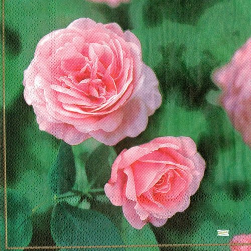 2 serviettes papier - roses pivoines -79