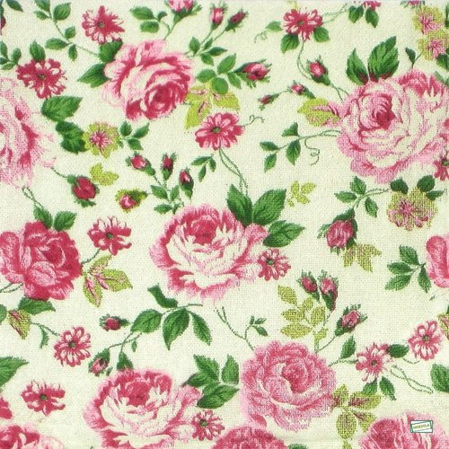 2 serviettes papier - roses pivoines -113