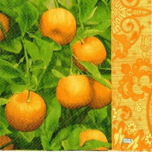 2 serviettes papier - citrons oranges -17