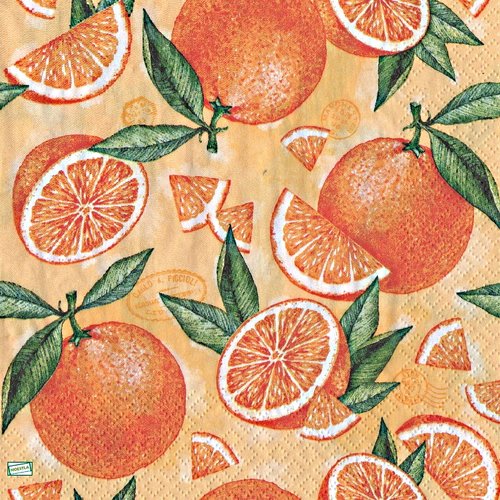 2 serviettes papier - citrons oranges -31