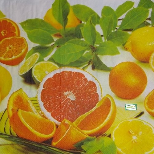 2 serviettes papier - citrons oranges -36