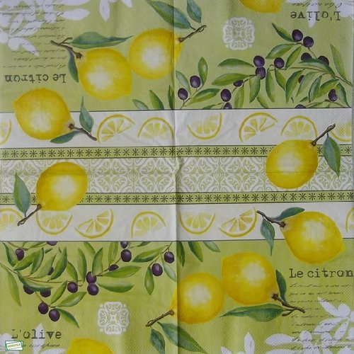 2 serviettes papier - citrons oranges -38