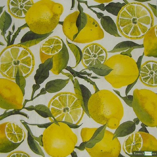 2 serviettes papier - citrons oranges -40