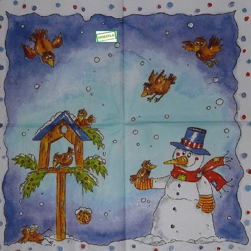 2 serviettes papier - bonhomme de neige - 20