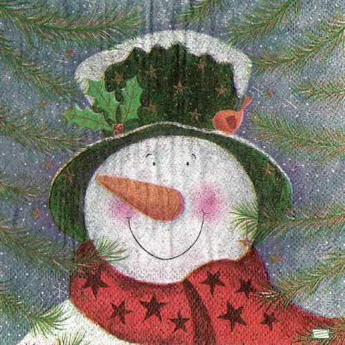 2 serviettes papier - bonhomme de neige - 31