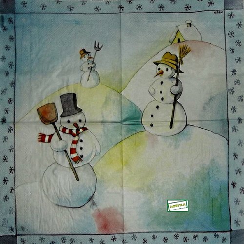 2 serviettes papier - bonhomme de neige - 33