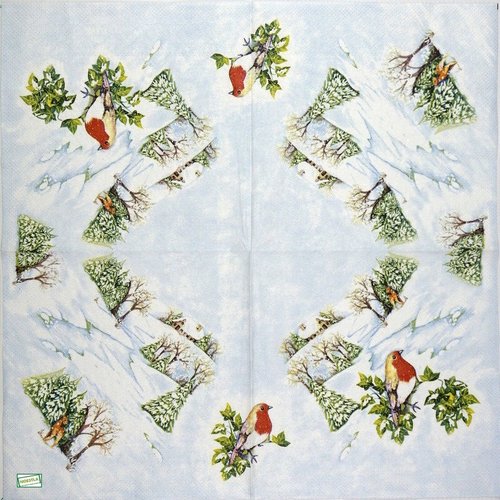 2 serviettes papier - paysage de neige- 15