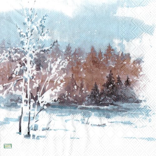 2 serviettes papier - paysage de neige- 23