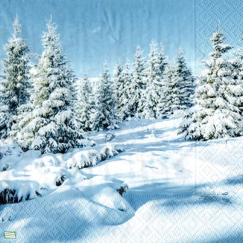 2 serviettes papier - paysage de neige- 43