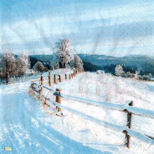 2 serviettes papier - paysage de neige- 49