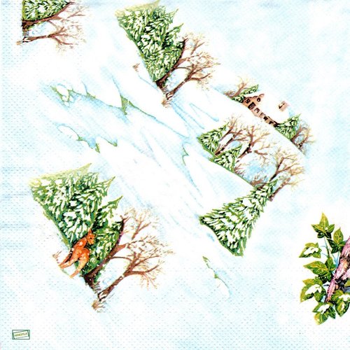 2 serviettes papier - paysage de neige- 52