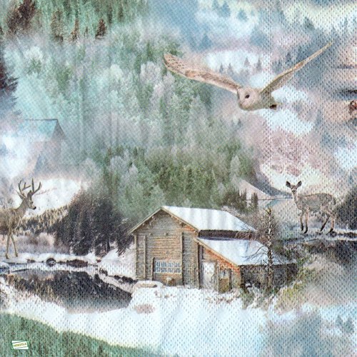 2 serviettes papier - paysage de neige- 62