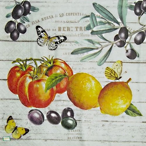 2 serviettes papier - autres fruits -3