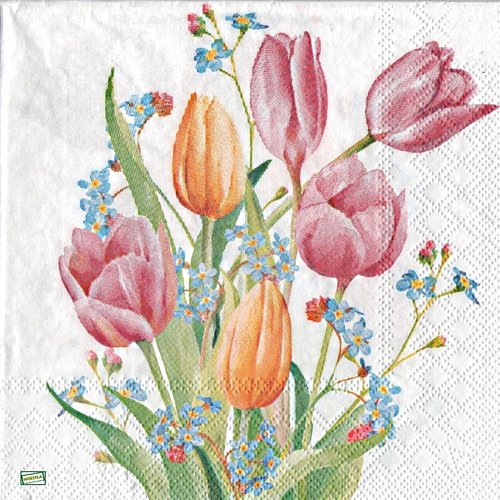 2 serviettes papier - tulipes jonquilles -1