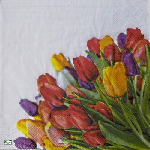 2 serviettes papier - tulipes jonquilles -8