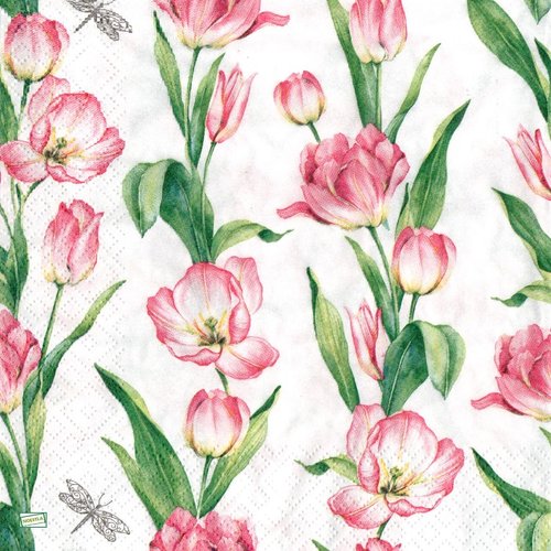 2 serviettes papier - tulipes jonquilles -12