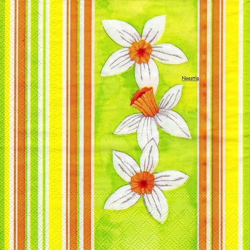 2 serviettes papier - tulipes jonquilles -17