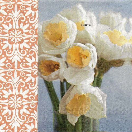 2 serviettes papier - tulipes jonquilles -23