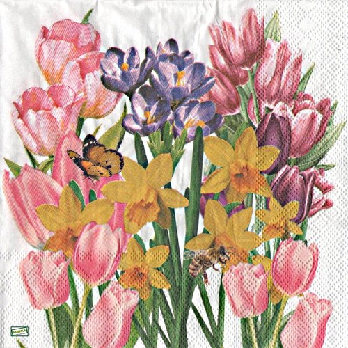 2 serviettes papier - tulipes jonquilles -32