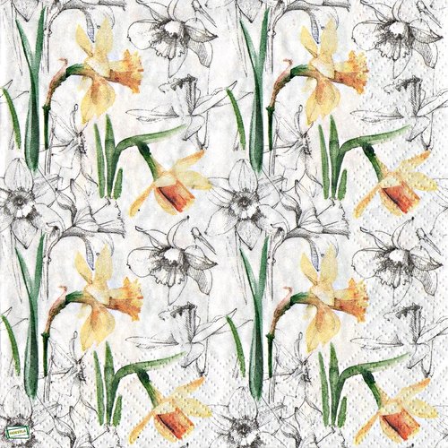 2 serviettes papier - tulipes jonquilles -34