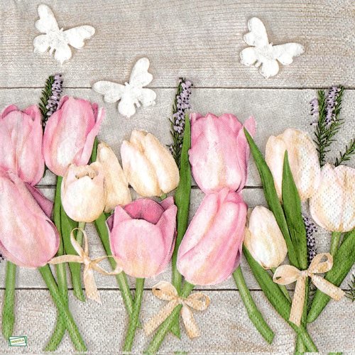 2 serviettes papier - tulipes jonquilles -45