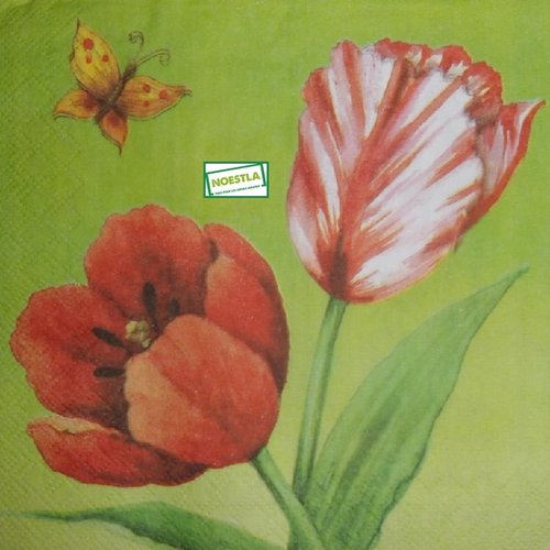 2 serviettes papier - tulipes jonquilles -53