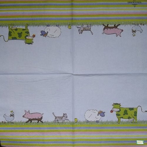 2 serviettes papier - animaux ferme -18