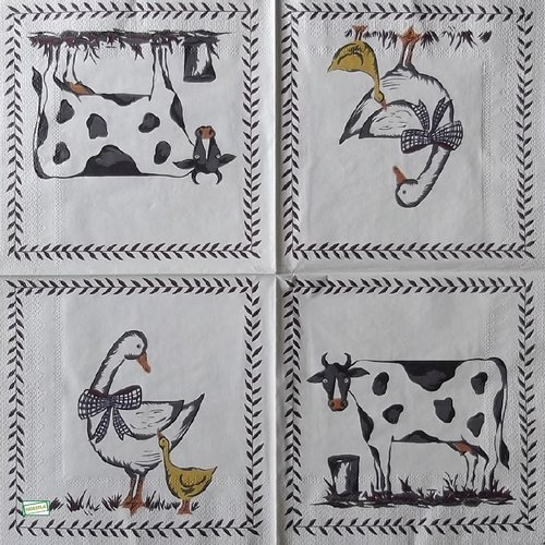 2 serviettes papier - animaux ferme -27