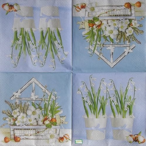 2 serviettes papier - fleurs à clochettes -36