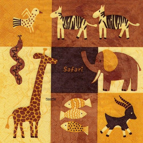 2 serviettes papier - animaux afrique -6